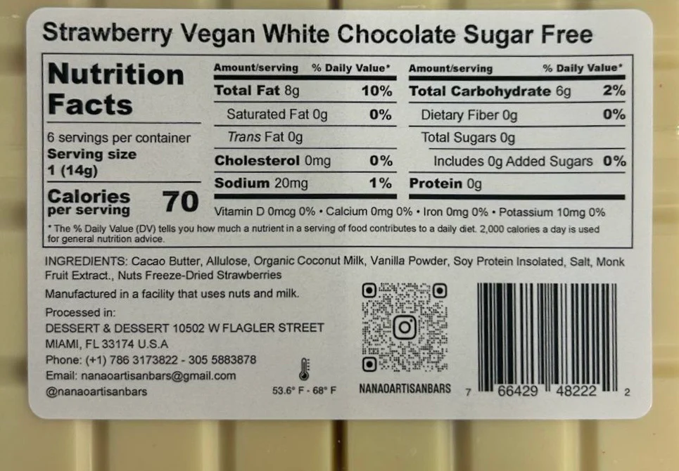 Nanao Sugar Free White Chocolate & Strawberry Sugar Free 3.35oz - Image 2