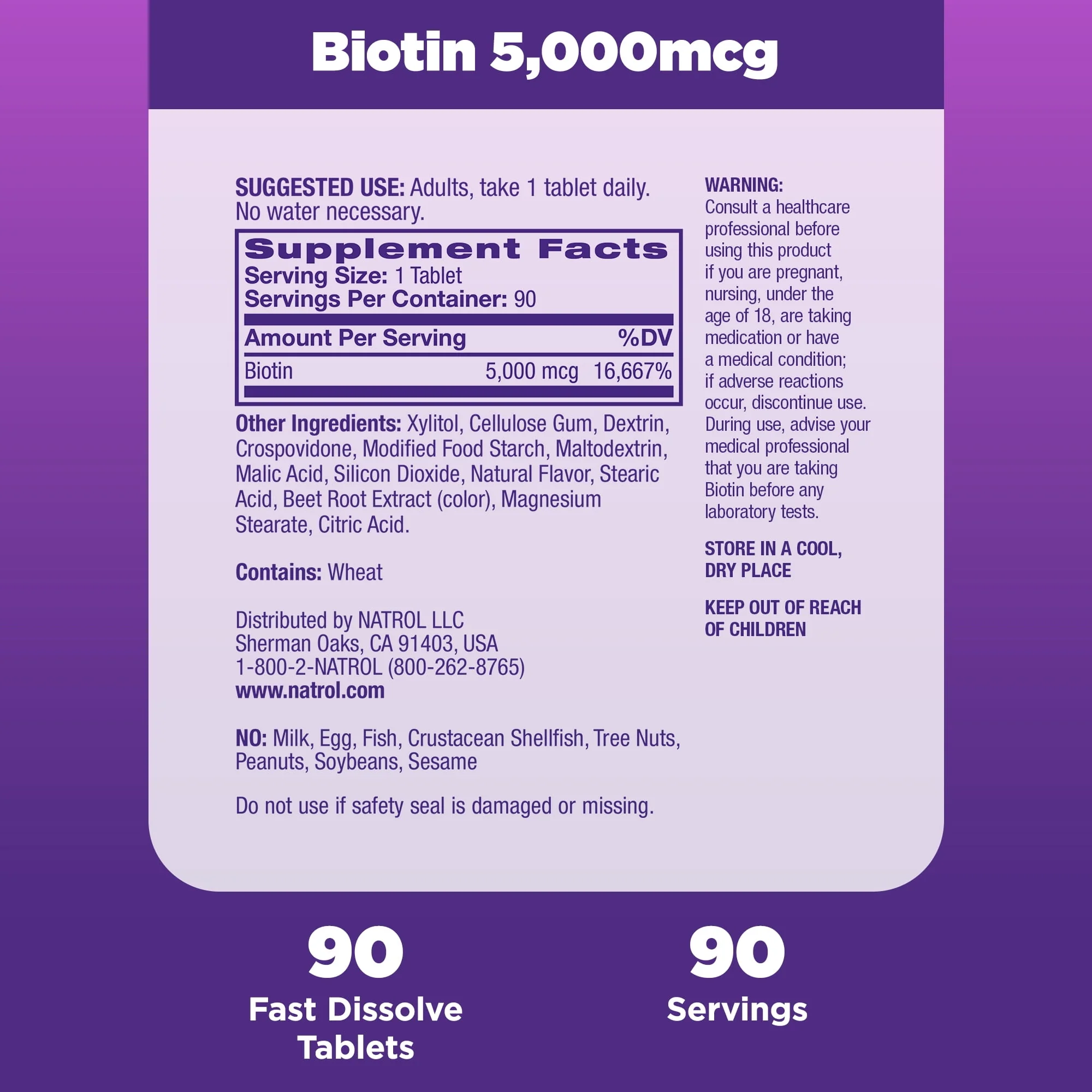 Natrol Biotin Beauty 5000mcg Tablets 90ct - Image 2