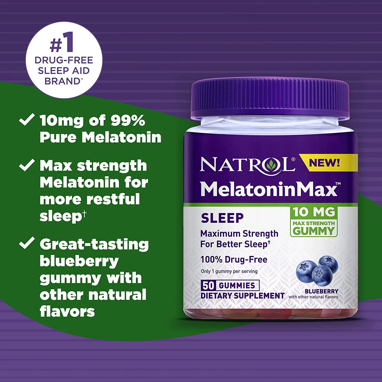 NATROL MELATONIN MAX 10MG GUMMIESX50 - Image 2