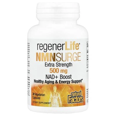 Natural Factors Regenerlife Nmnsurge Nad+ Boost 500 mg 30 Vegetable Capsules