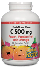 Natural Factors Vitamin C 500 mg Peach PassionFruit Mango Chewables