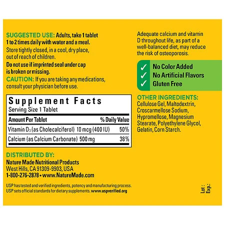 Nature Made Calcium 500mg Tablets 130ct - Image 2