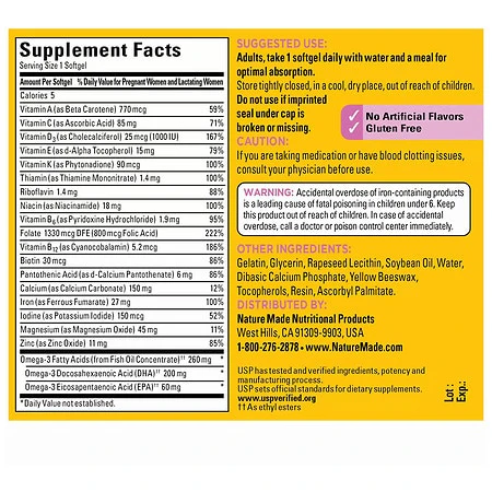 Nature Made Prenatal Folic Acid Softgels 60ct - Image 2