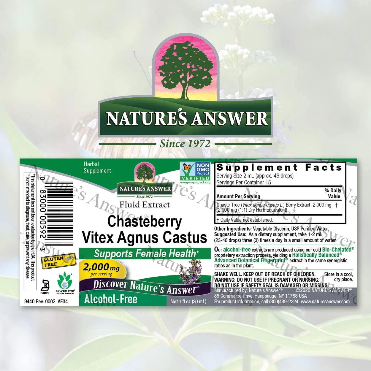 NATURES ANSWER  CHASTE BERRY VITEX AGNUS CASTUS 1 Oz - Image 2