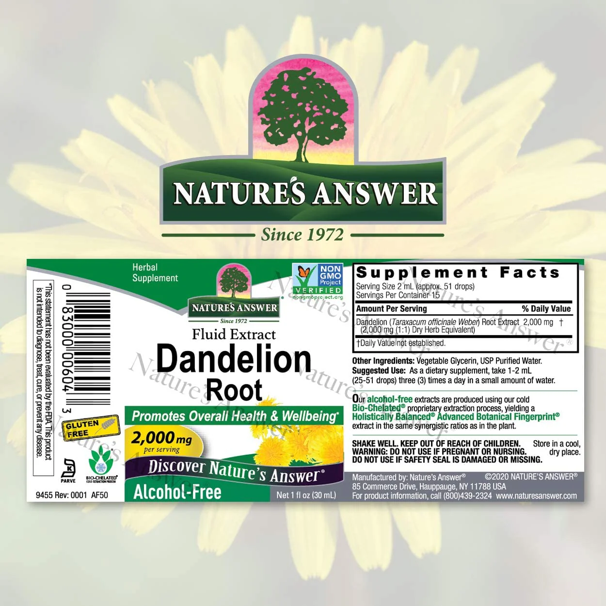 NATURES ANSWER DANDELION ROOT EXTRACT 1 Oz - Image 2