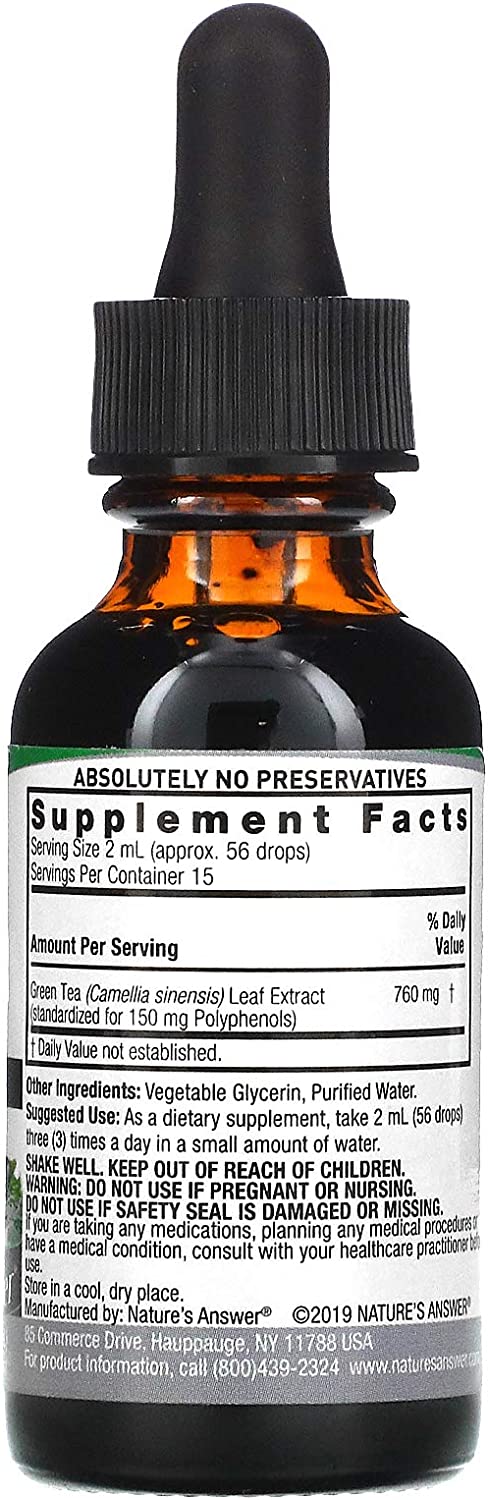 NATURES ANSWER GREEN TEA EXTRACT 1 Oz - Image 2