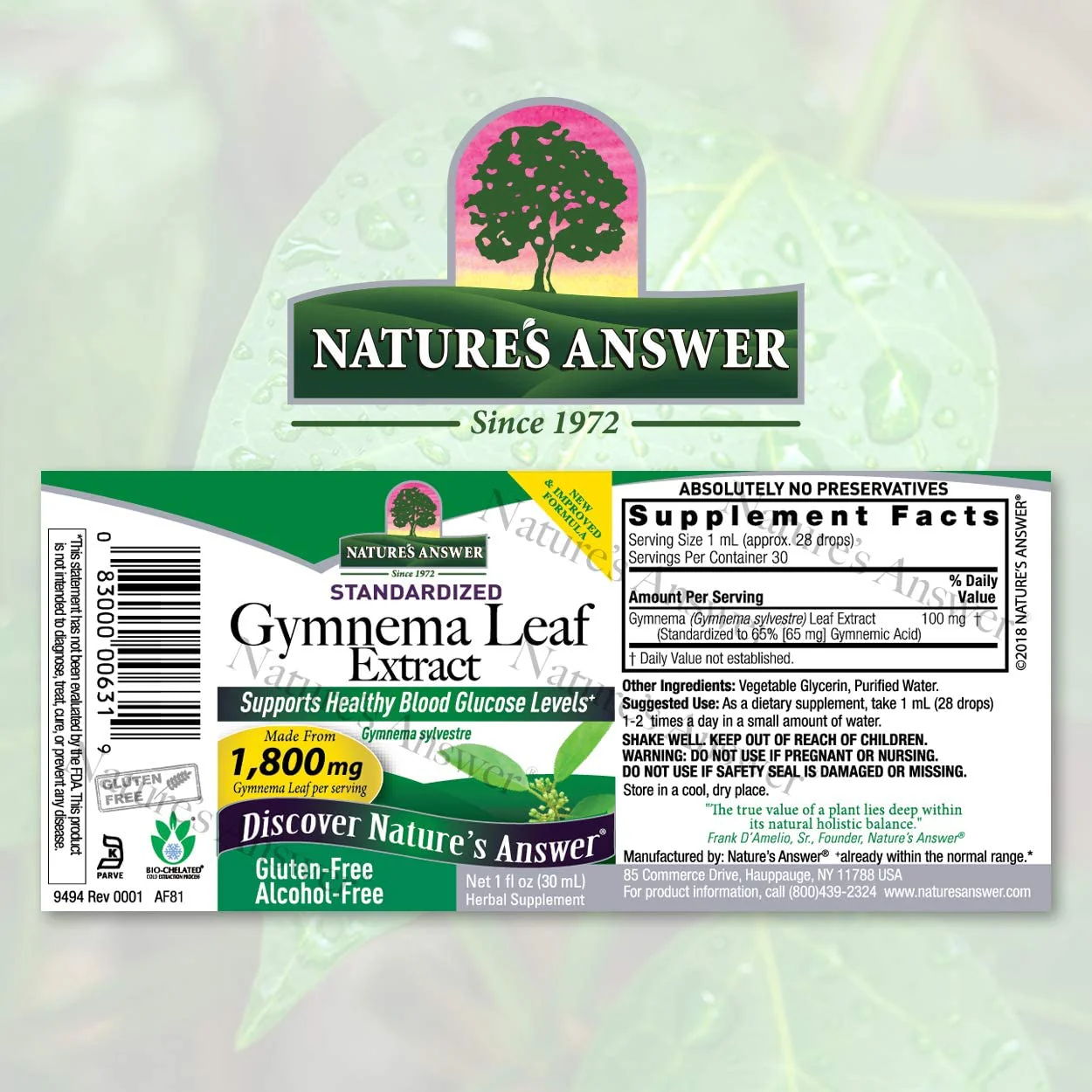 NATURES ANSWER GYMNEMA LEAF EXTRACT 1Oz - Image 2