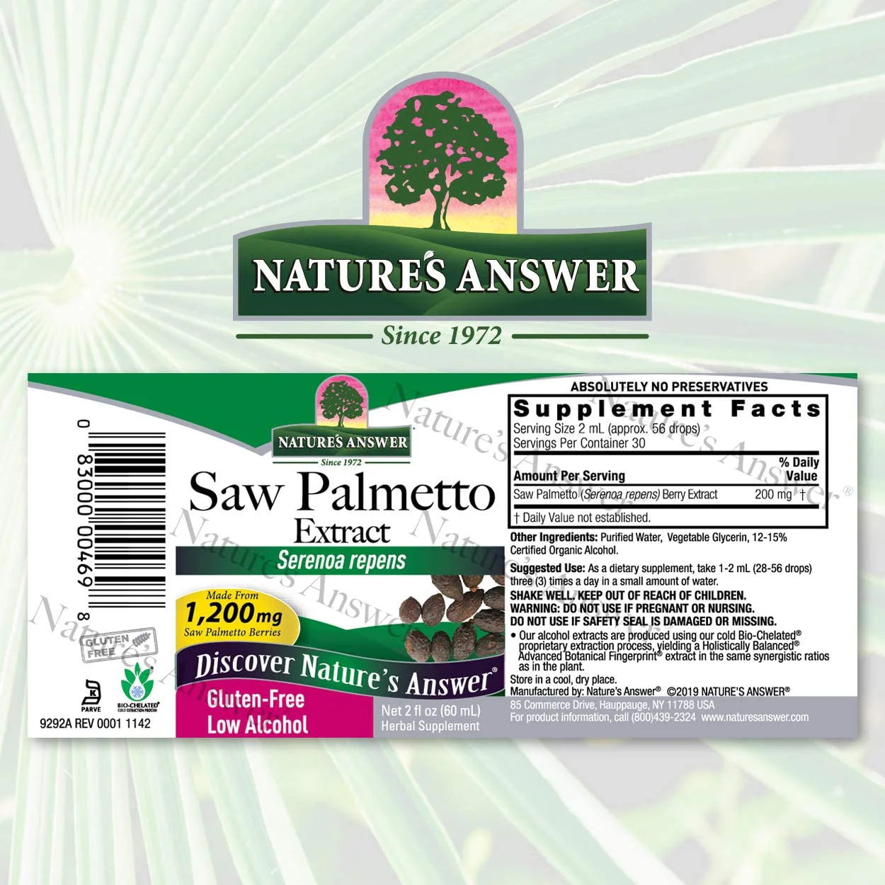 NATURES ANSWER SAW PALMETTO BERRY EXTRACT  2 Oz - Image 2