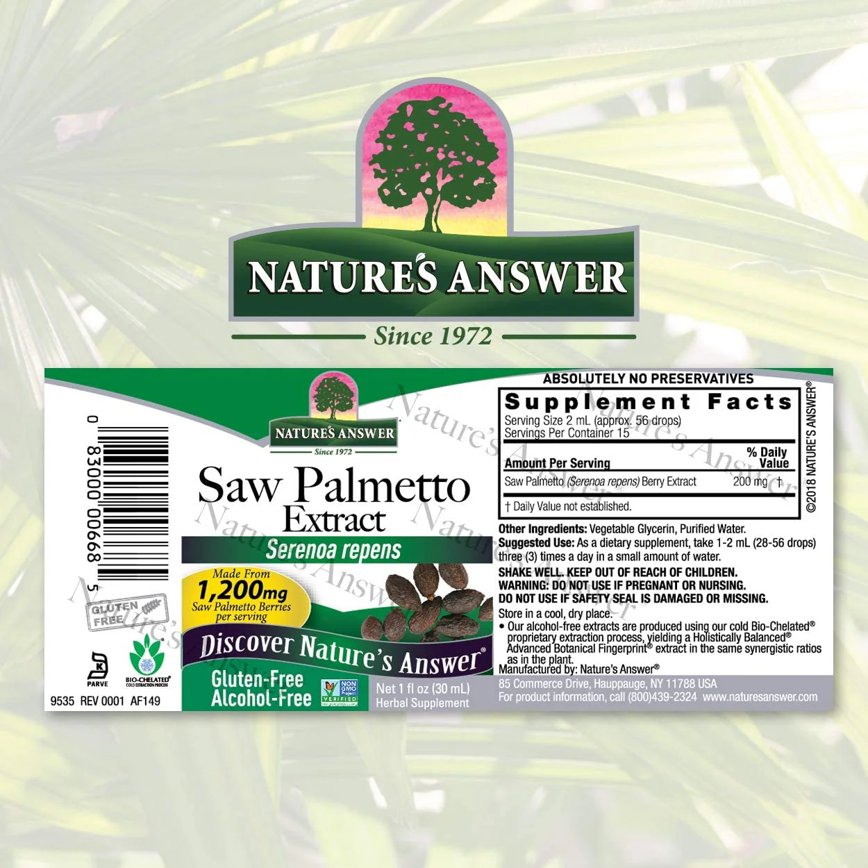 NATURES ANSWER SAW PALMETTO EXTRACT 1 Oz - Image 2
