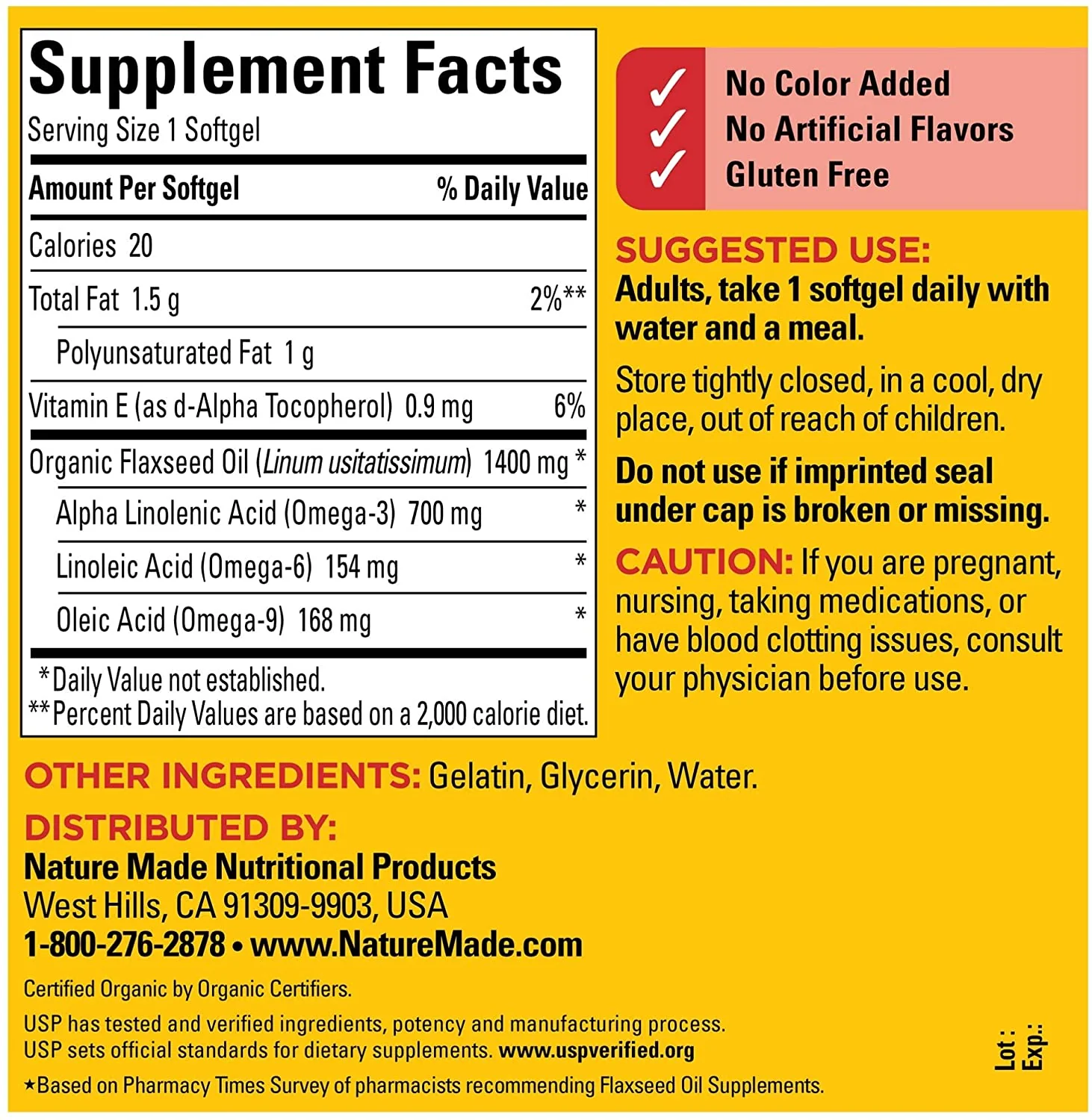 Nature Made Flaxseed Oil 1400 mg Softgels - Image 2
