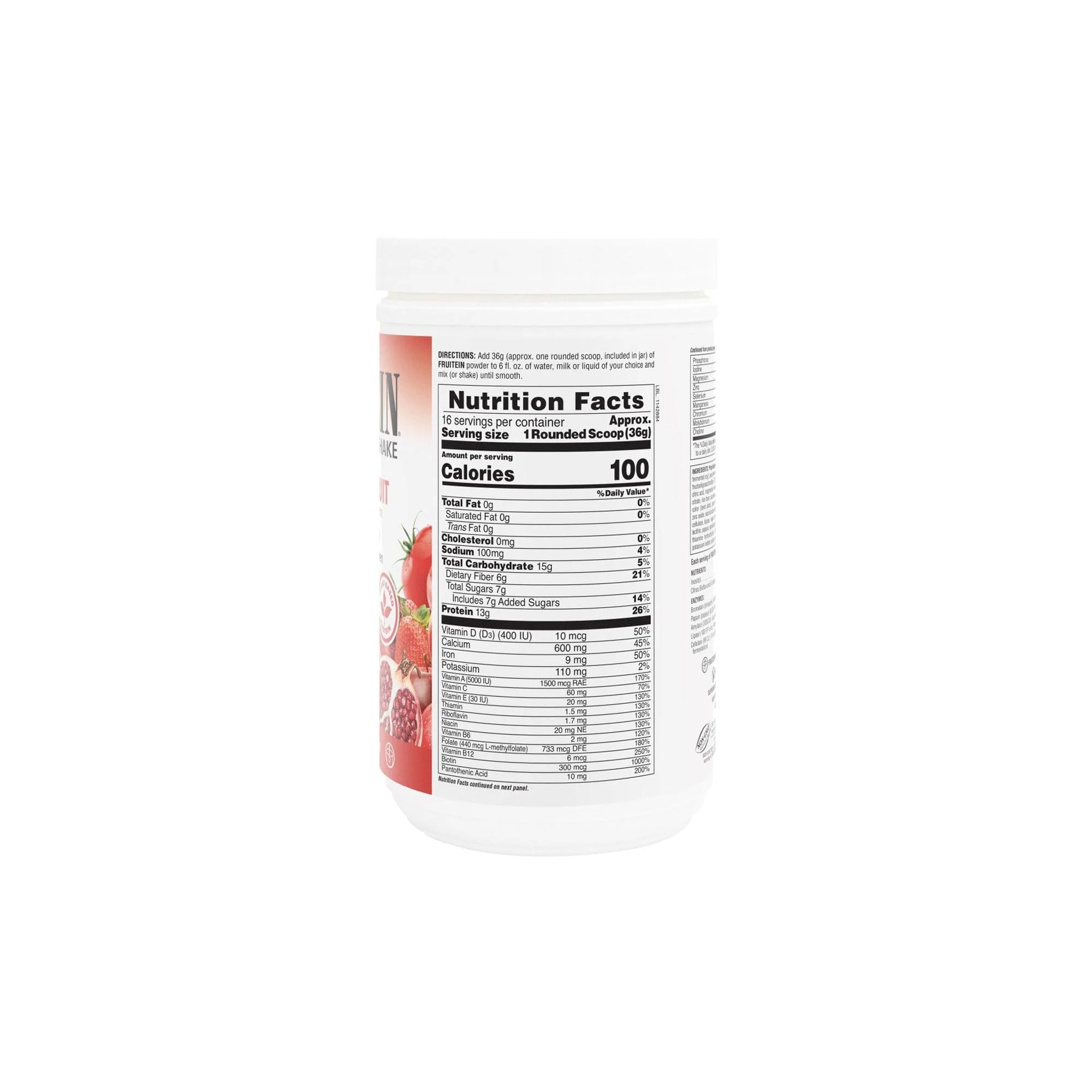 Nature's Plus Frutein Exotic Red Plant Based Protein Shake 1.35lb - Image 2