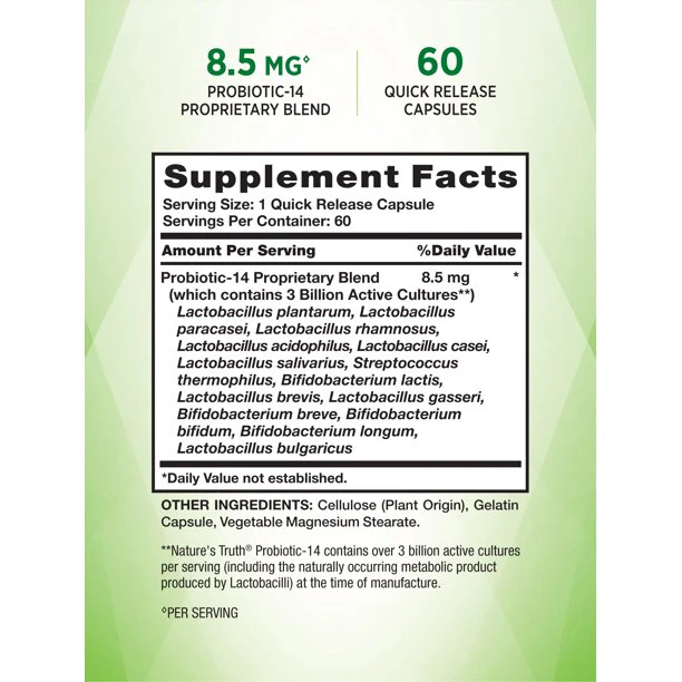 Nature's Truth Advance Probiotic-10 Acidophilus 60 Capsules - Image 2