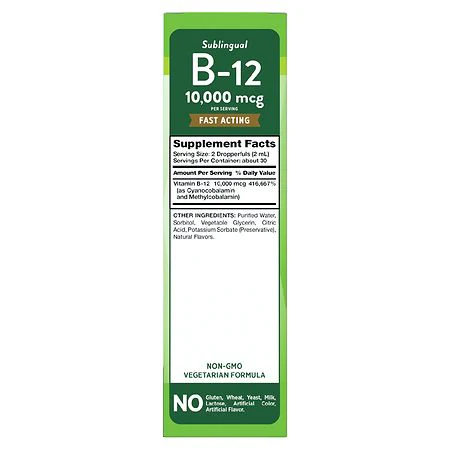 Natures Truth Sublingual B12 10,000mcg Liquid Natural Berry Flavor 2 Oz - Image 2