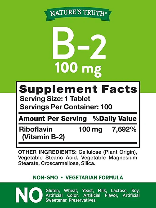 Nature's Truth Vitamin B-2 100mg 100 Tablets - Image 2