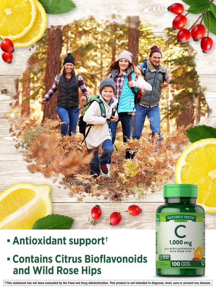 Nature's Truth Vitamin C Bioflavonoids & Rose Hips 1000mg 100 Caplets - Image 2