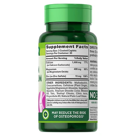 Natures Truth Calcium Magnesium Zinc Coated 90 Caplets - Image 2