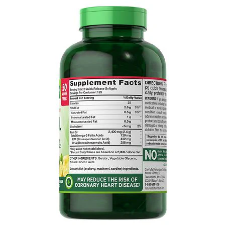 Nature's Truth Fish Oil 2,400 mg Lemon 250 Softgels - Image 2