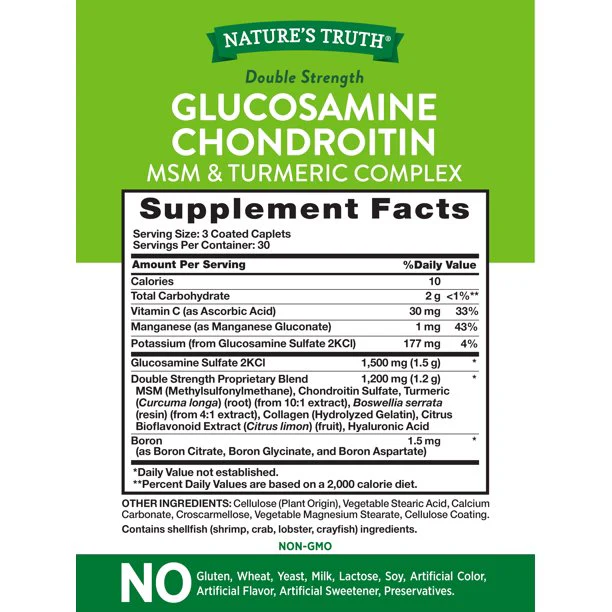 Nature's Truth Double Strength Glucosamine Chondroitin MSM Complex Caplets - Image 2