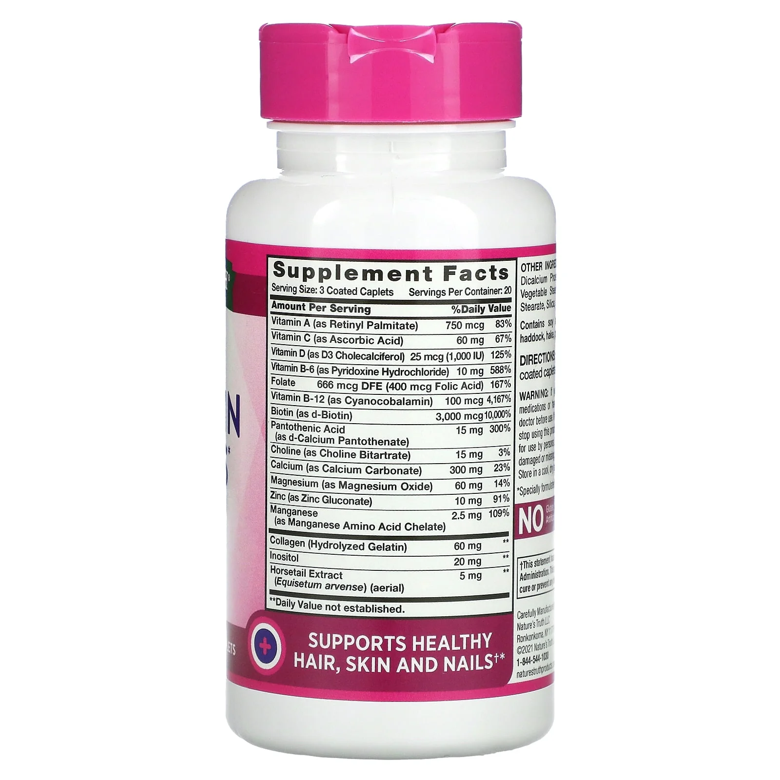 Nature's Truth Hair, Skin & Nail Caplets 60ct - Image 2