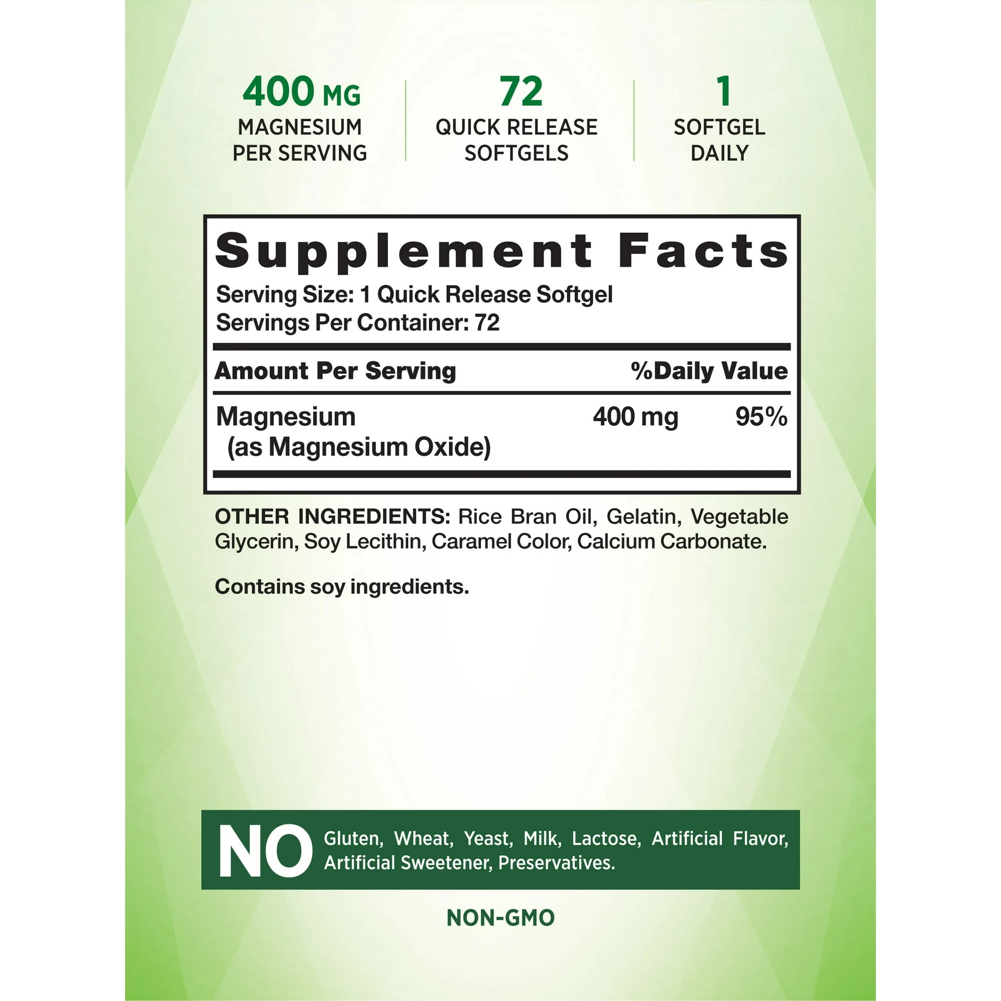 Nature's Truth Magnesium 400mg Softgels 72ct - Image 2