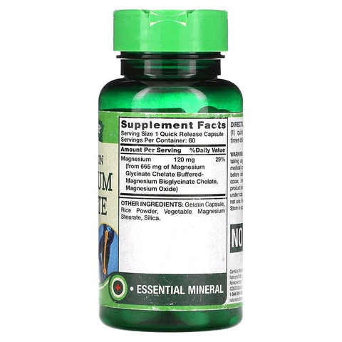 Nature's Truth Magnesium Glycinate High Absorption 665 mg 60 Quick Release Capsules - Image 2