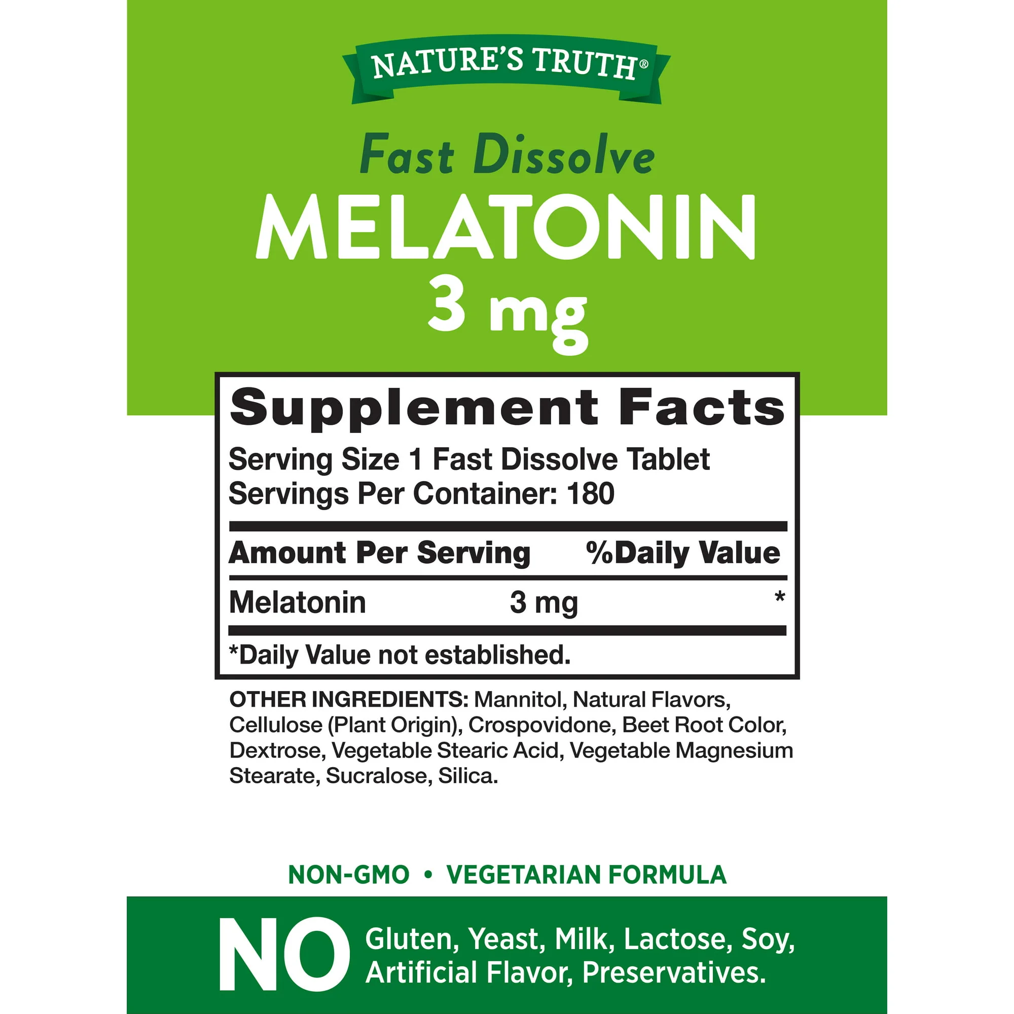 Nature's Truth Melatonin 3mg Tablets 180ct - Image 2