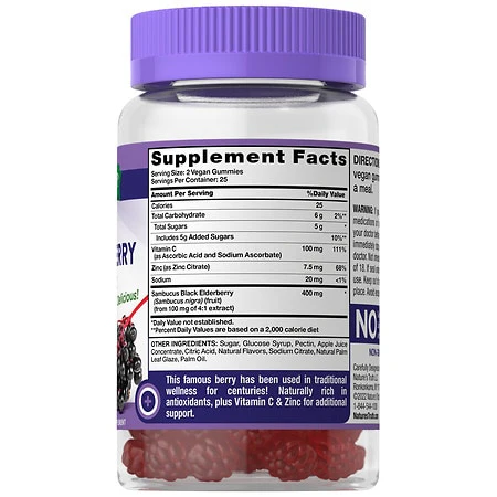 Nature's Truth Elderberry + Vitamin C Zinc Natural Berry Gummies 50ct - Image 2