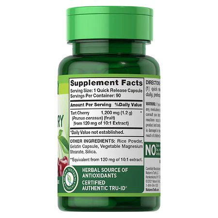 Nature's Truth Ultra Tart Cherry 1200 mg 90 Capsules - Image 2