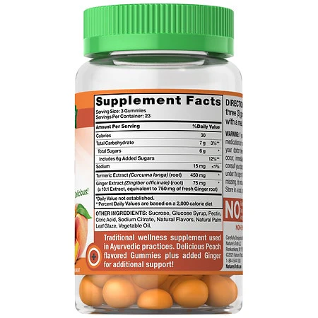 Nature's Truth Turmeric Curcumin and Ginger Peach 70 Gummies - Image 2