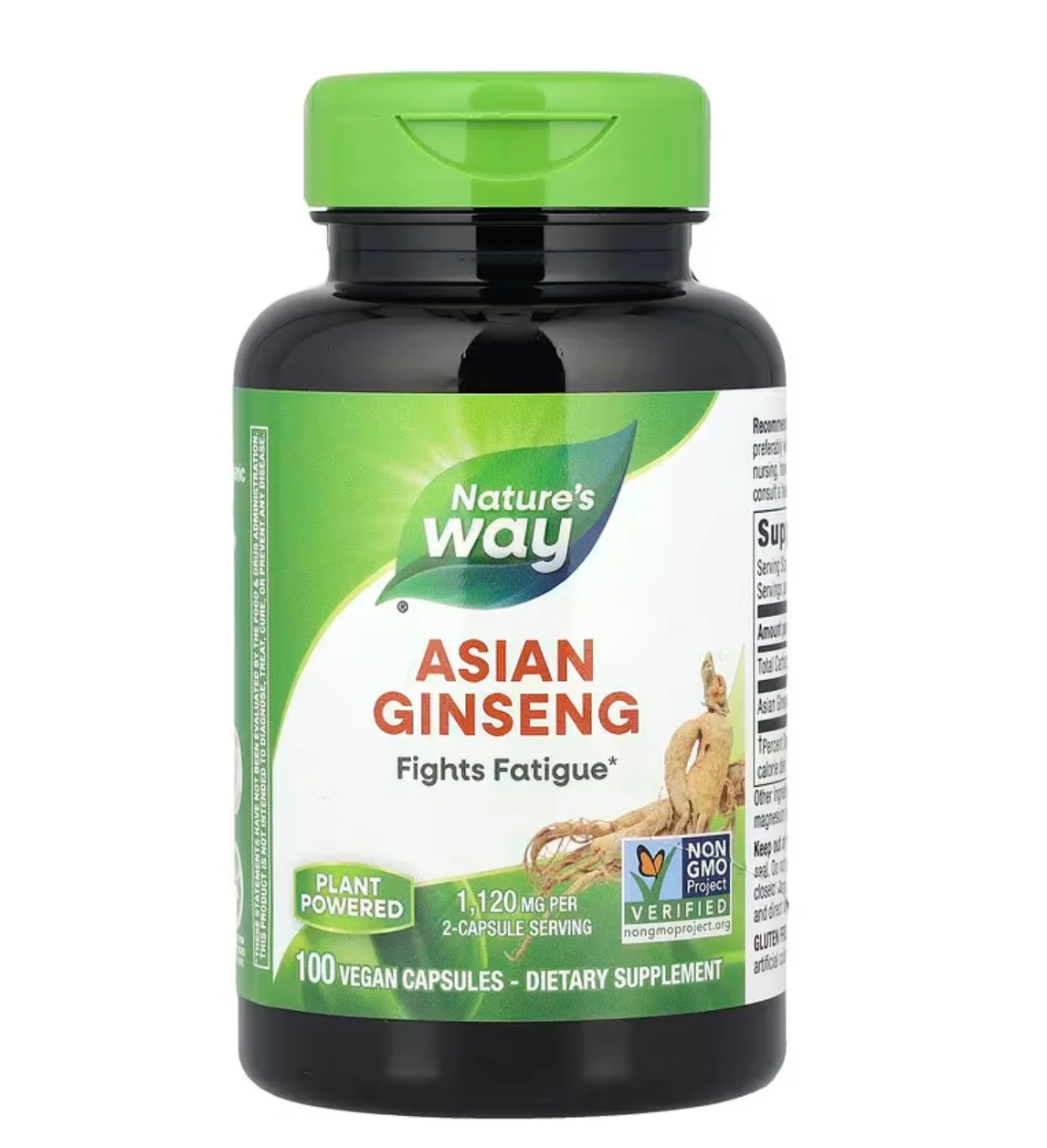 Nature's Way Asian Ginseng 1120 mg per Serving Size, 100 Vegan Capsules