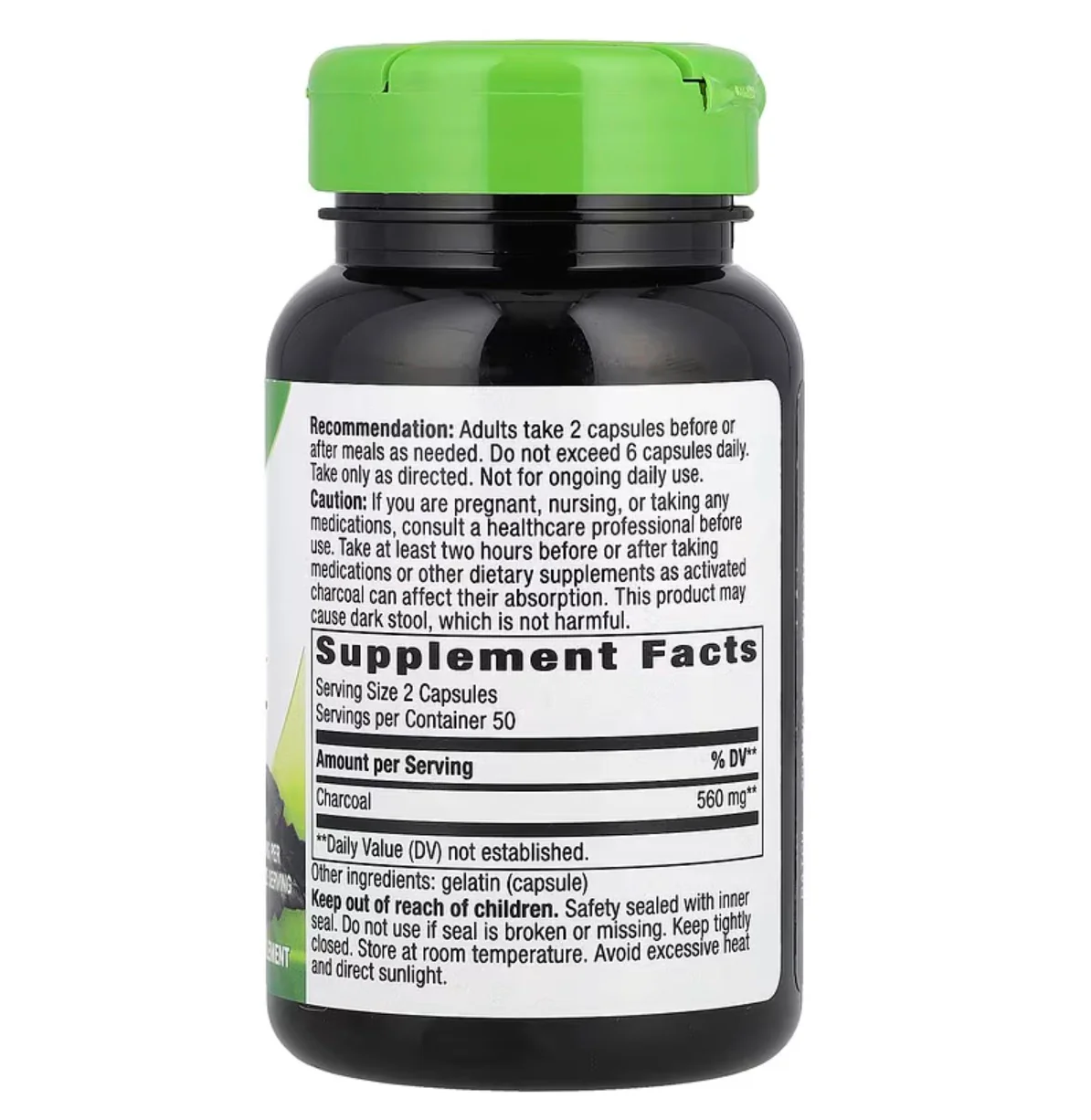 Nature's Way Charcoal Activated 100 Capsules - Image 2