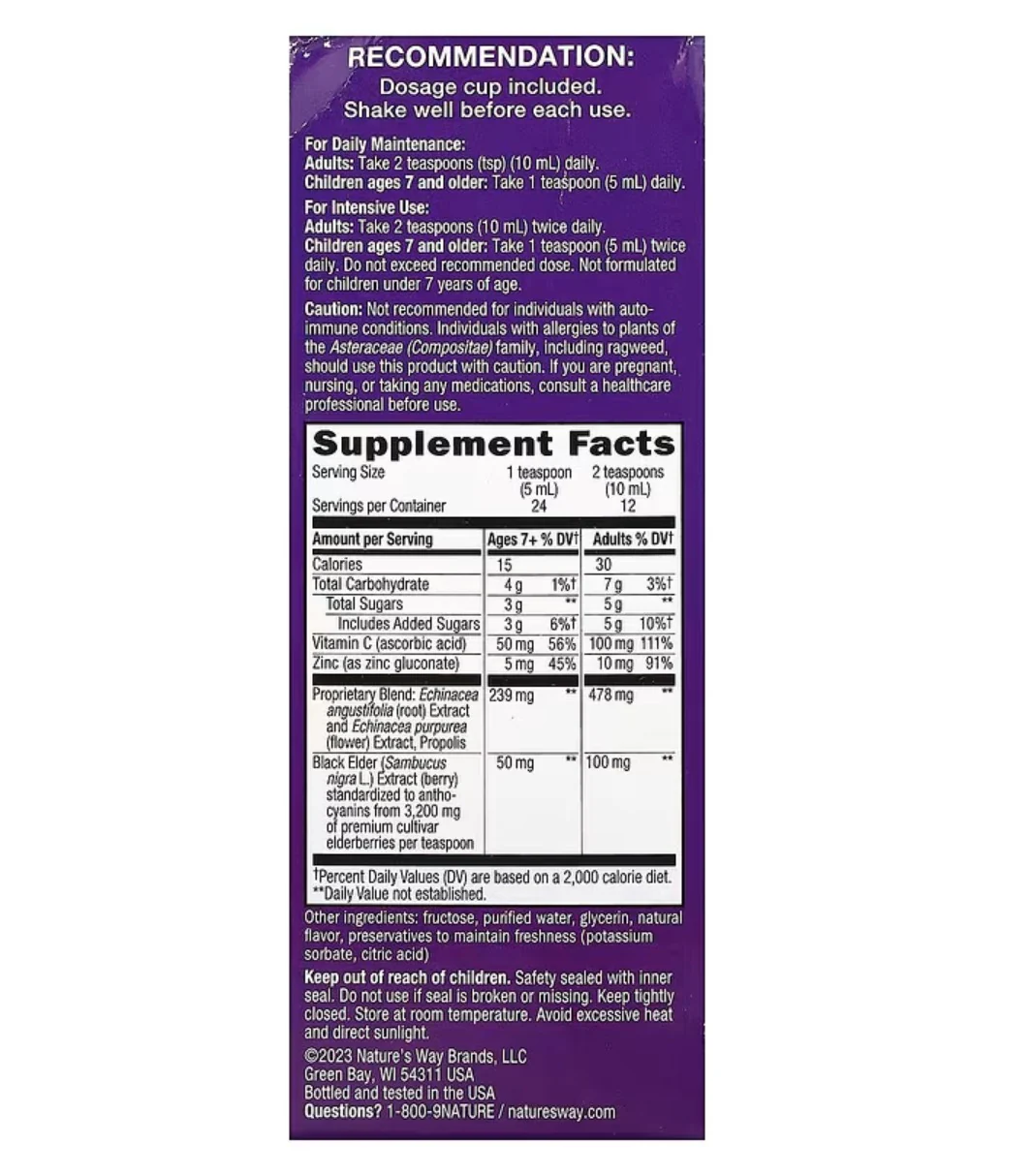 Natures Way Sambucus Immune Syrup with Echinacea Zinc and Vitamin C - Image 3