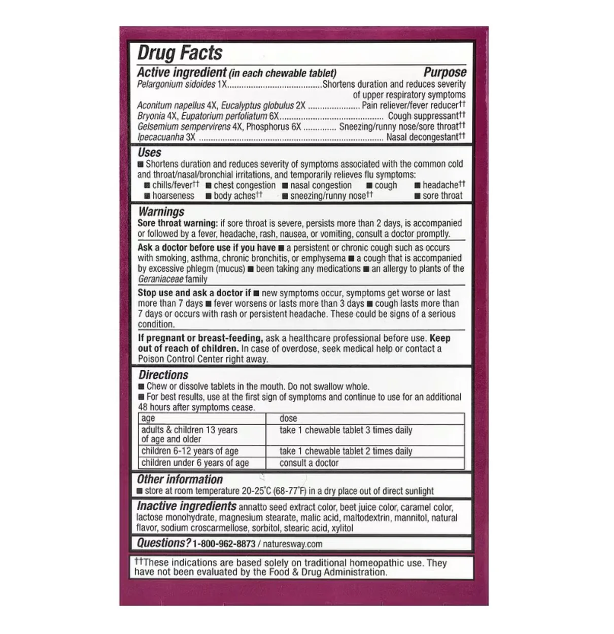 Umcka, Cold + Flu Relief Chewables, Ages 6+, Berry, 20 Chewables Tablets - Image 2