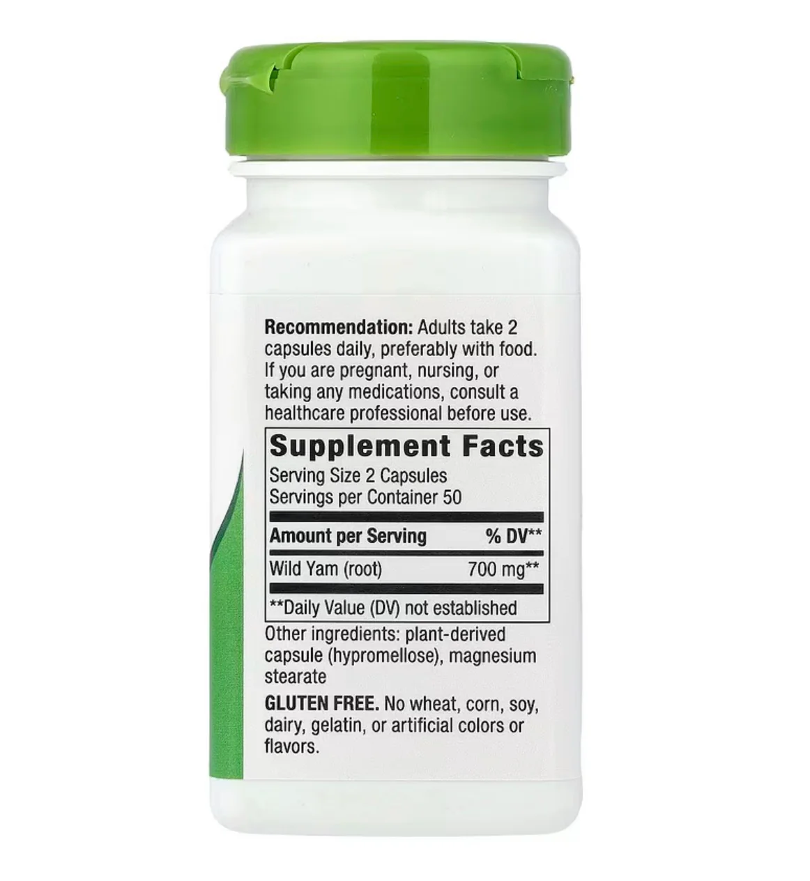 Nature's Way Wild Yam Root 425 mg per Serving Size, 100 Vegan Capsules - Image 2