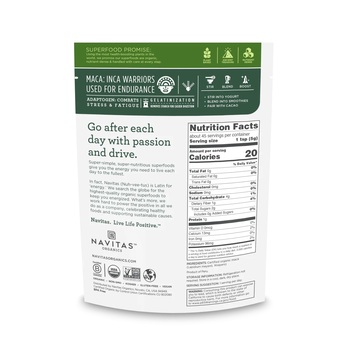 Navitas Organics Maca Gelatinized Powder 8 oz - Image 2