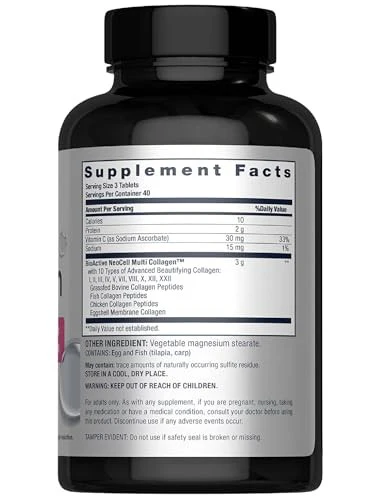 NeoCell Super Multi Collagen Peptides 120 Tablets 10 Types of Collagen Skin, Hair and Nails - Image 2