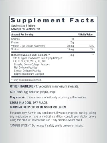NeoCell Super Multi Collagen Peptides 120 Tablets 10 Types of Collagen Skin, Hair and Nails - Image 3
