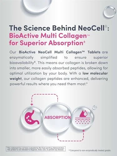 NeoCell Super Multi Collagen Peptides 120 Tablets 10 Types of Collagen Skin, Hair and Nails - Image 6
