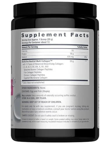 NeoCell Neo Cell Super Multi Collagen Peptides Powder 9 Oz 10 Types of Collagen Skin, Hair and Nails Beauty Supplement Unflavored Powder for Women - Image 2