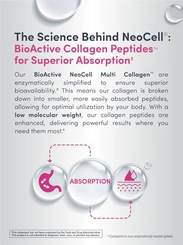 NeoCell Neo Cell Super Multi Collagen Peptides Powder 9 Oz 10 Types of Collagen Skin, Hair and Nails Beauty Supplement Unflavored Powder for Women - Image 6