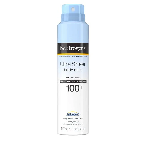 Neutrogena Ultra Sheer Body Mist Sunscreen, SPF 100+, 5 Fl Oz