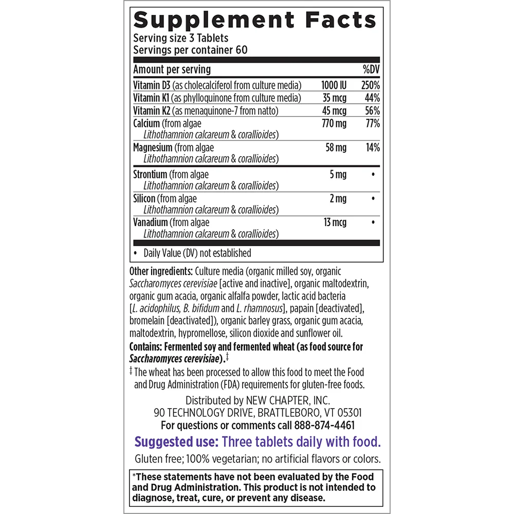 New Chapter Plant Calcium Bone Strength Take Care Slim Tablets Supplement - Image 3