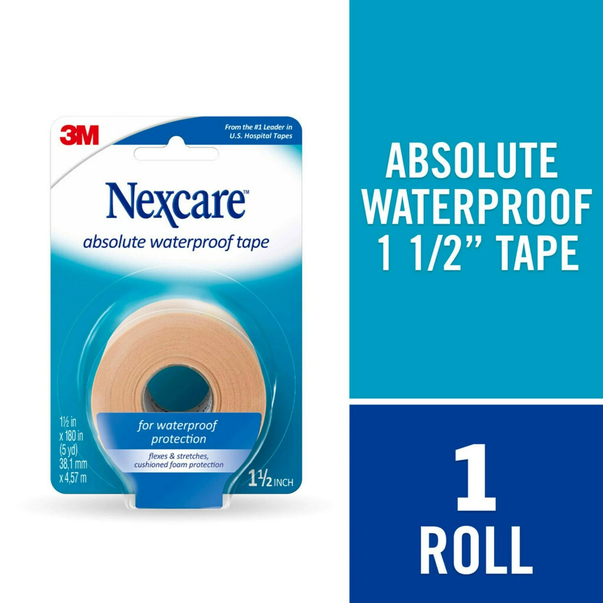 Nexcare Absolute Waterproof First Aid Tape 1.5" x 5yd
