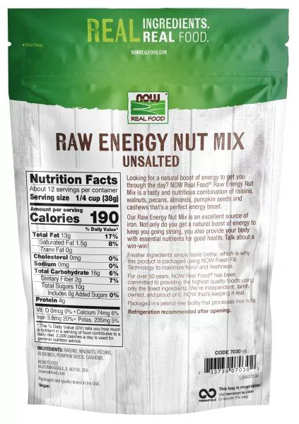 Now Foods Raw Energy Nut Mix Unsalted 1 lbs - Image 2