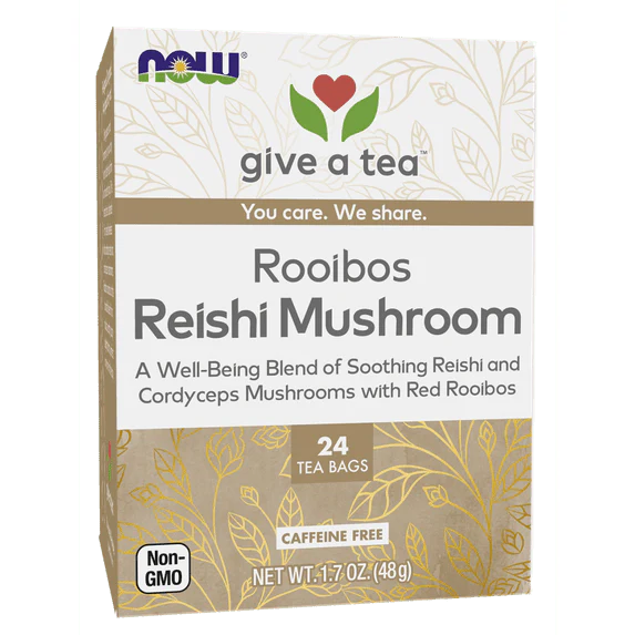 Now Foods, Rooibos Reishi Mushroom Tea, Caffeine Free, 24 Tea Bags, 1.7 Oz (48 G)