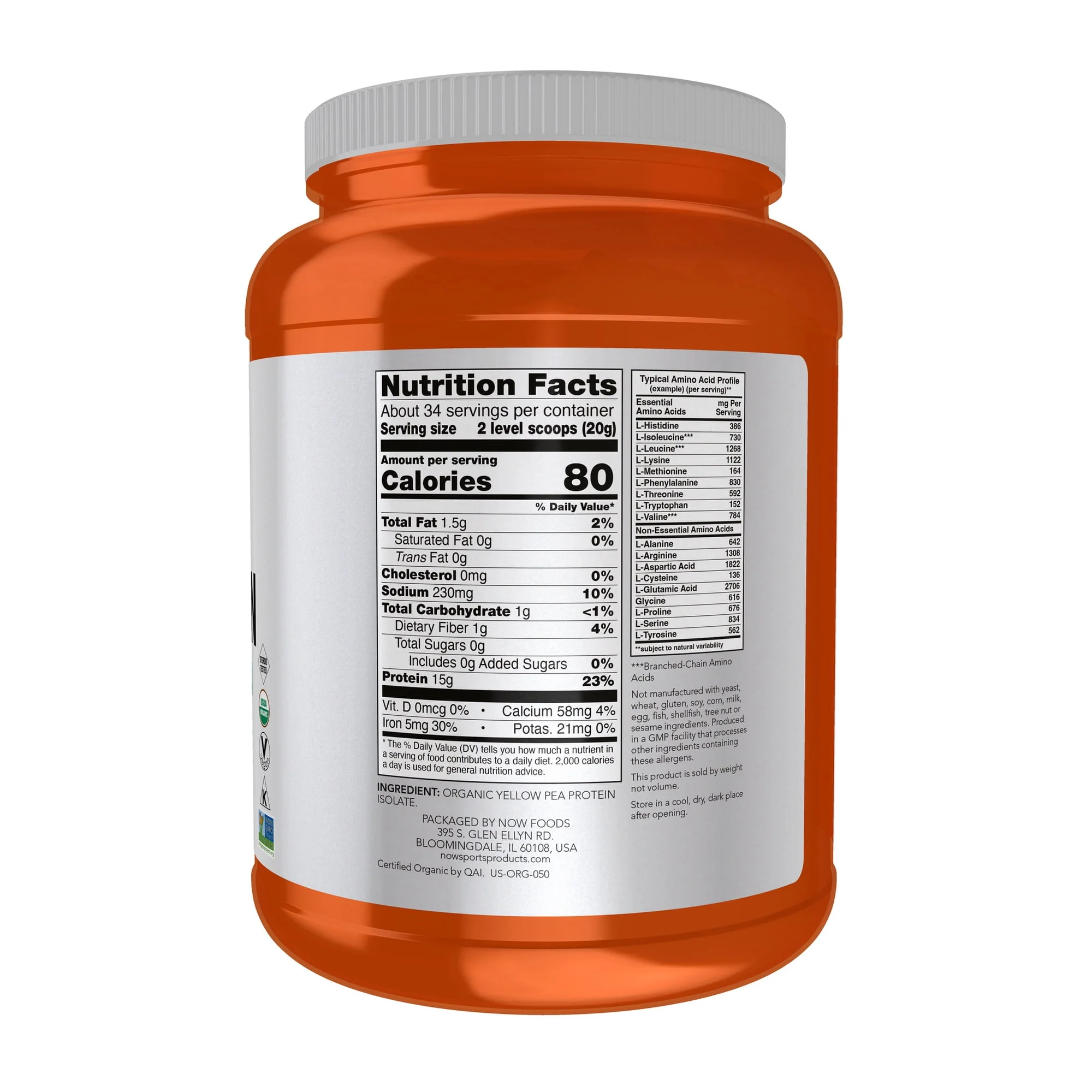 Now Sports Organic Pea Protein 1.5 Lbs - Image 2