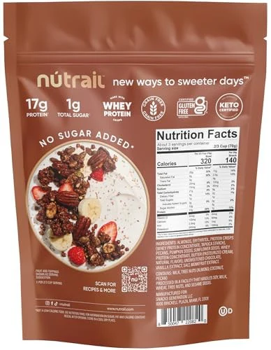 NuTrail 17g Protein Nut Granola Cereal, Chocolate No Sugar Added, 8 Oz. - Image 2
