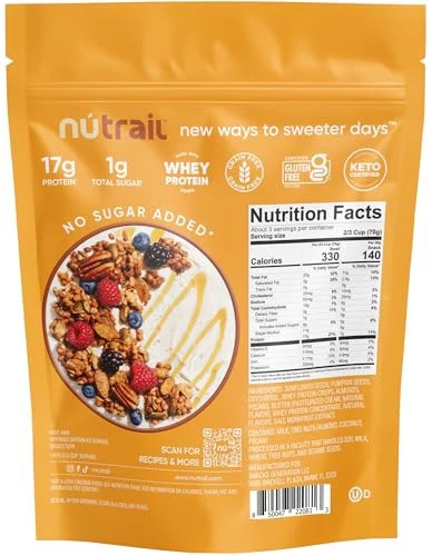 NuTrail 17g Protein Nut Granola Cereal, Honey Nut, No Sugar Added, 8 Oz. - Image 2