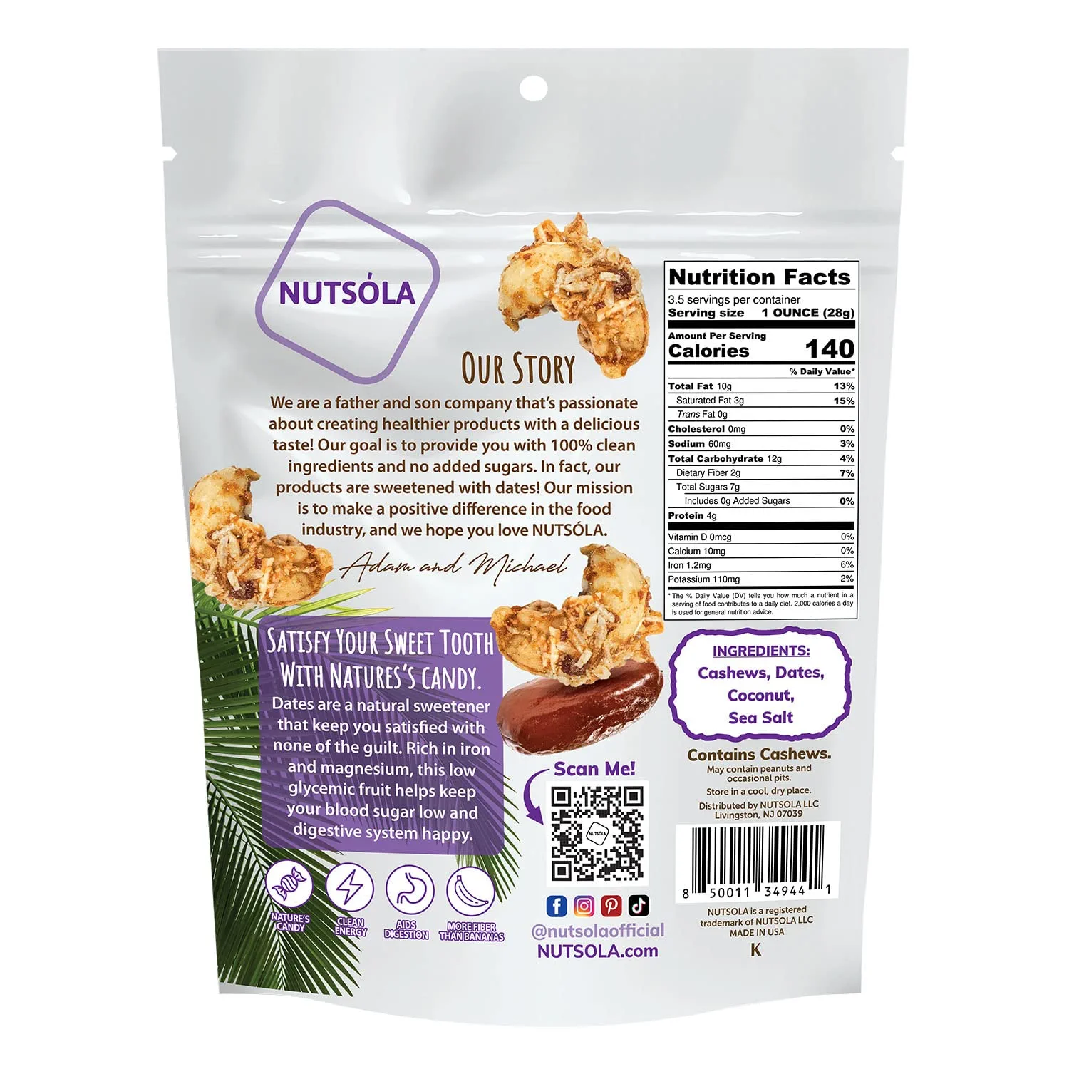 Nutsola Coconut Cream Date Glazed Cashews 3.5oz - Image 2