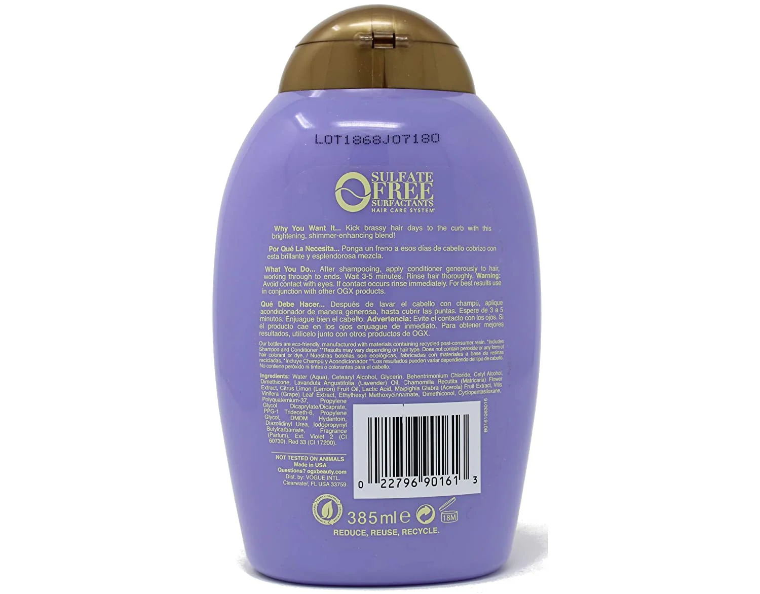 OGX Conditioner Lavender Platinum Tone Reviving 13 Oz - Image 2